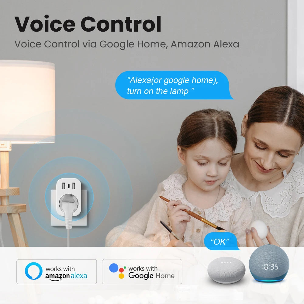 WiFi Smart Plug 16A Home Appliance Works with Alexa Google