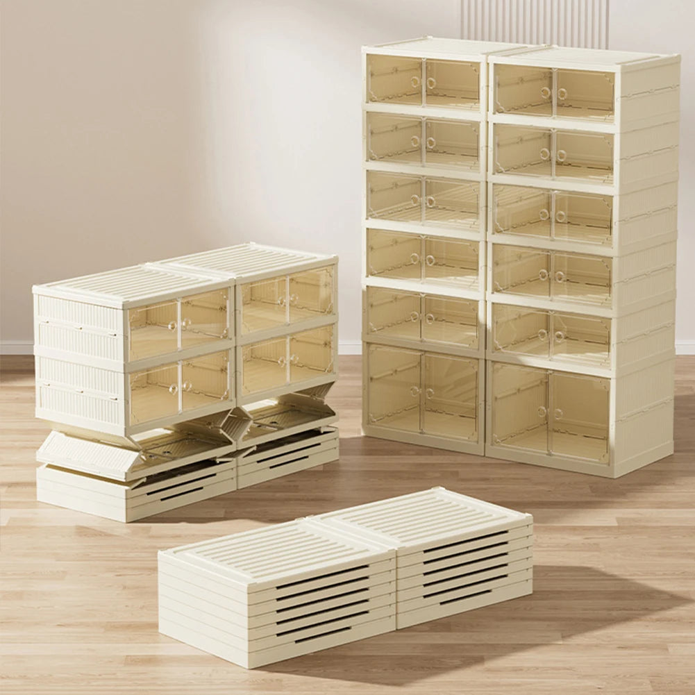 9 Layers Foldable Shoe Cabinet Thickened Plastic Sneaker Shoe Storage Box Dustproof Stackable Cabinet Shoe Organizers Rack Shelf