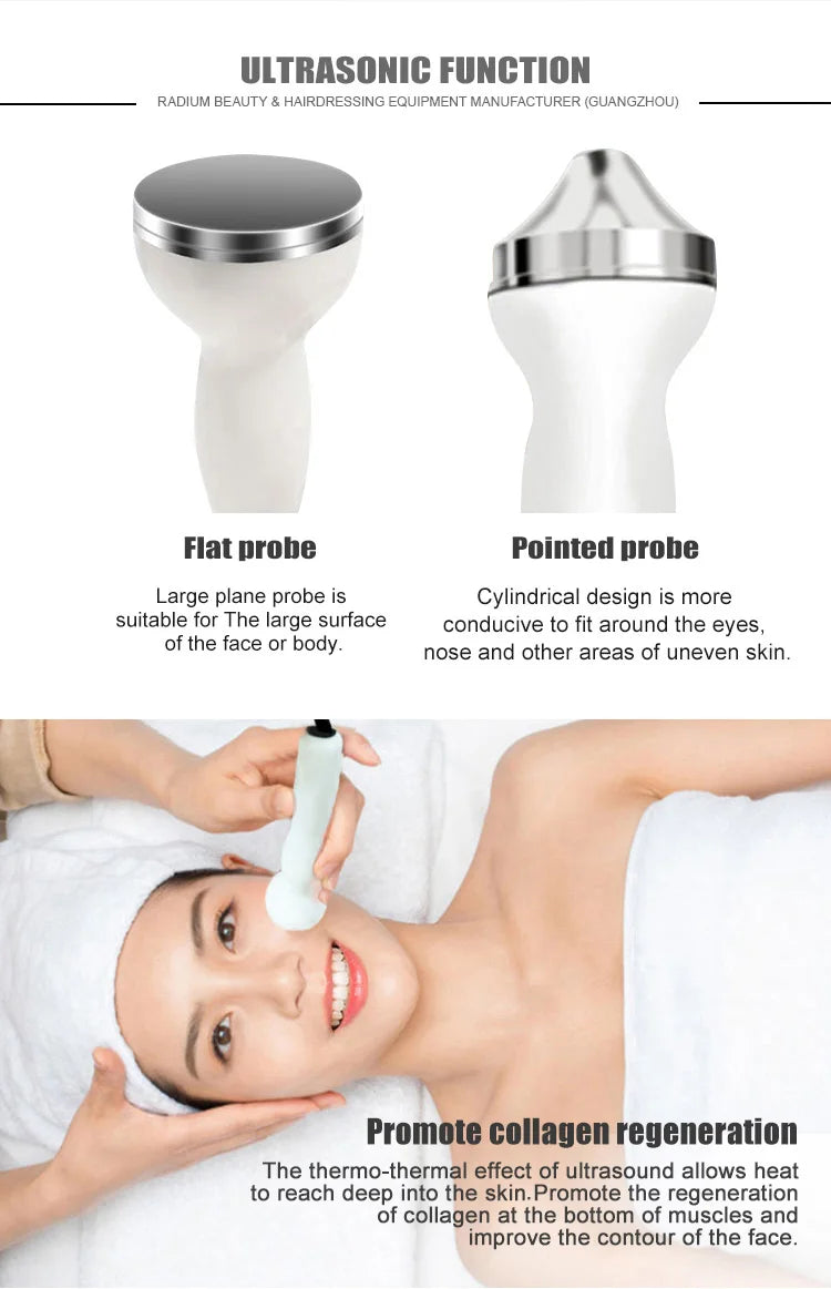 Allfond Ultrasonic Bio RF Vacuum Galvanic High Frequency Spray Multifunction Facial Machine for Beauty Skin