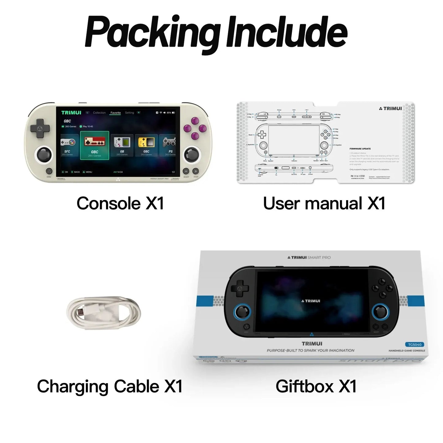 Trimui Smart Pro Handheld Game Console 4.96''IPS Screen Linux System Joystick