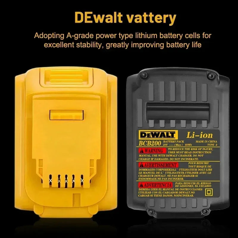 High Rate 100% Genuine Dewalt 20V Battery, 2AH 5AH 6AH Rechargeable Lithium Ion Battery, Dewalt DCB200 Power Tool Battery