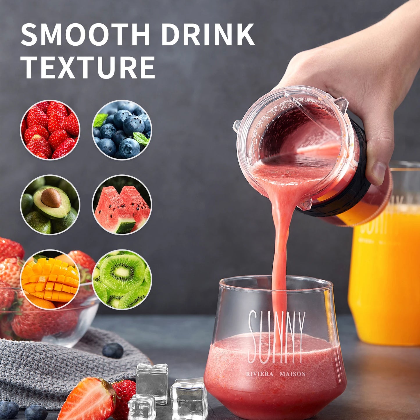 Personal Blender with 2 x 20oz Travel Bottle and Coffee/Spices Jar, Portable Smoothie Blender and Coffee Grinder in One