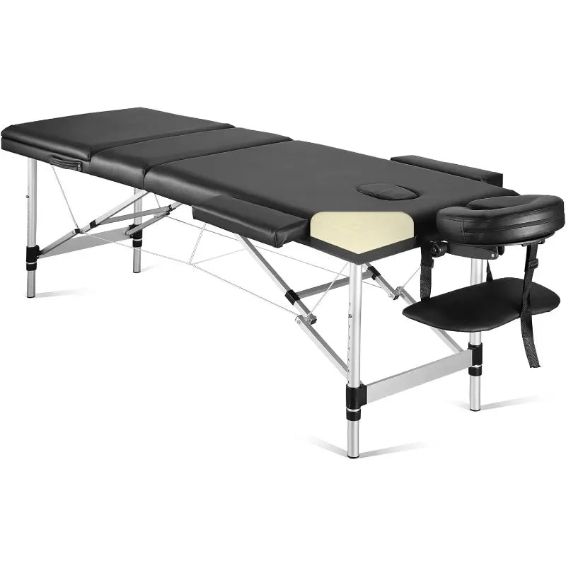 Portable Massage Table Upgraded 2" Thick Sponge, Height Adjustable Aluminum Massage Bed