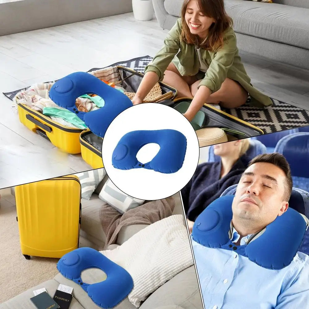 Inflatable Neck Pillow U-Shaped Neck Support Pillow Comfortable Pillow Portable Neck Protector For Travel Airplane Car
