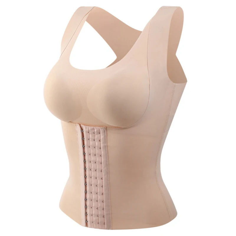 Women 3-in-1 Body Shapewear Posture Corrector Underwear Tummy Control Back Support Push Up Bra Shaper Vest Slim Tank Top Corset