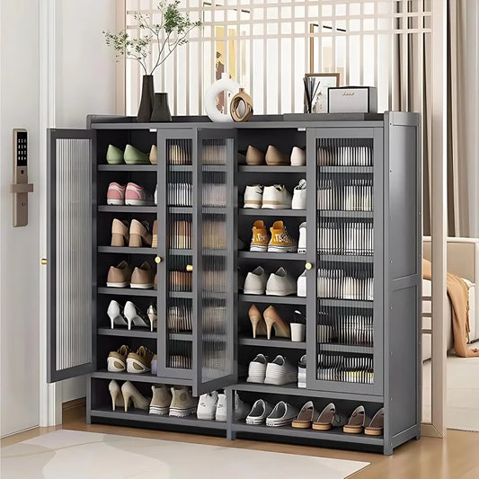 Shoe Rack Organizer, 8-Tier Shoes Cabinet with Doors, 36-40 Pairs Freestanding Shoes Rack, Shoe Storage Cabinet for Entryway