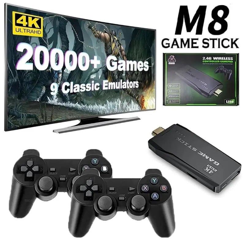 Video Game Console Built-in 20000 Games Wireless Controller TV Game Stick 4K HD 25 Languages