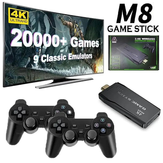 Video Game Console Built-in 20000 Games Wireless Controller TV Game Stick 4K HD 25 Languages