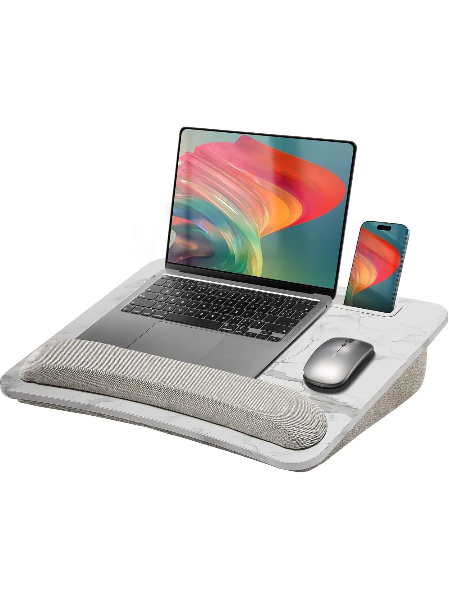Lap Laptop Desk - Portable Lap Desk with Pillow Cushion, Fits up to 15.6 inch Laptop, with Anti-Slip Strip