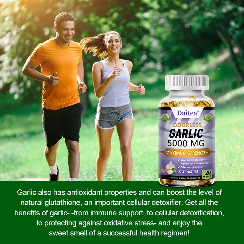 Daitea Garlic Extract Capsules 5000mg, Promotes Immunity, Heart and Skin Health, Supports Cardiovascular Health, Antioxidant