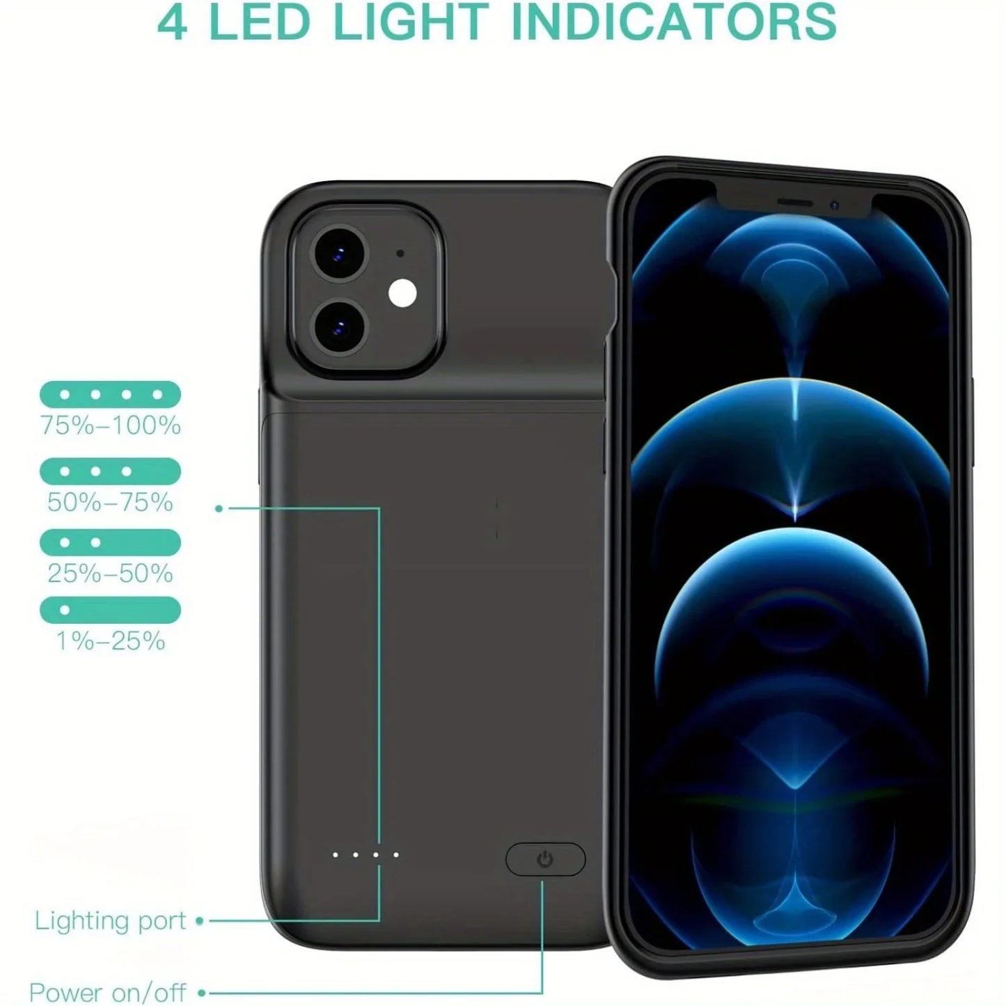 Battery Case for iPhone 12/iPhone 12 Pro 6.1 inch, Upgraded Slim 6800mAh Portable Charging Case Rechargeable Power Bank
