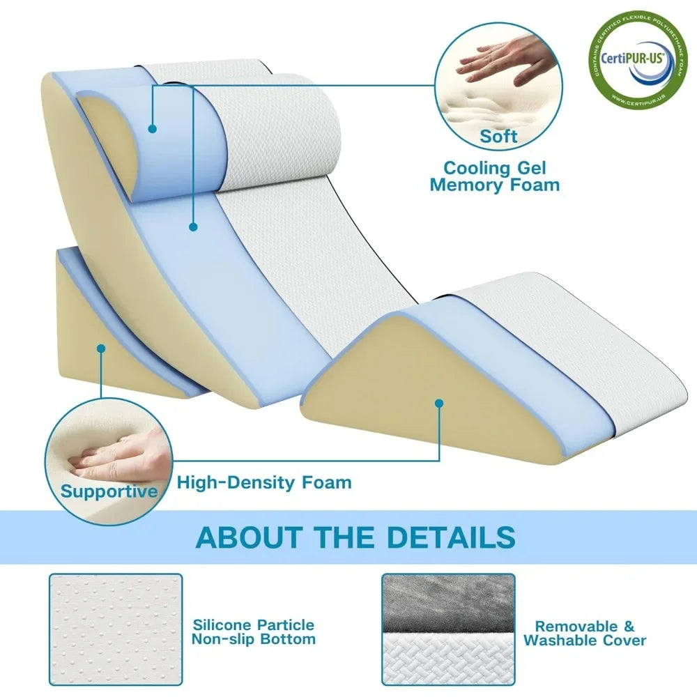 4Pcs Orthopedic Bed Wedge Pillow Set, Wedge Pillow for Sleeping