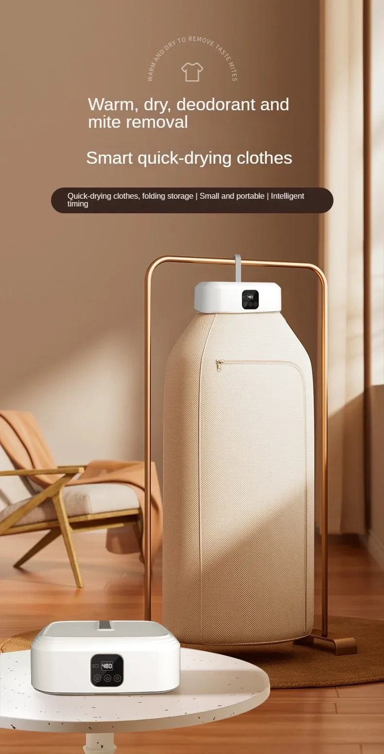 Folded Electric Clothes Dryer Remote Control Multifunctional Dryer Machine Portable Travel Warm Laundry Dryer with Timing Home
