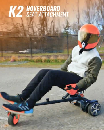 Hoverboard Go Kart with Rear Shock Absorption, Hoverboard Seat Attachment Accessory for 6" to 10" Hoverboard, Adjustable Frame L