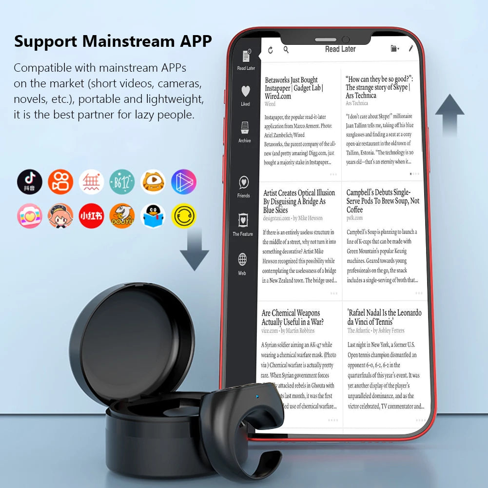 Smart Fingertip Flipping Bluetooth-compatible 5.3 Wireless Video Controller Automatic Page Turner Page Flipping for Mobile Phone
