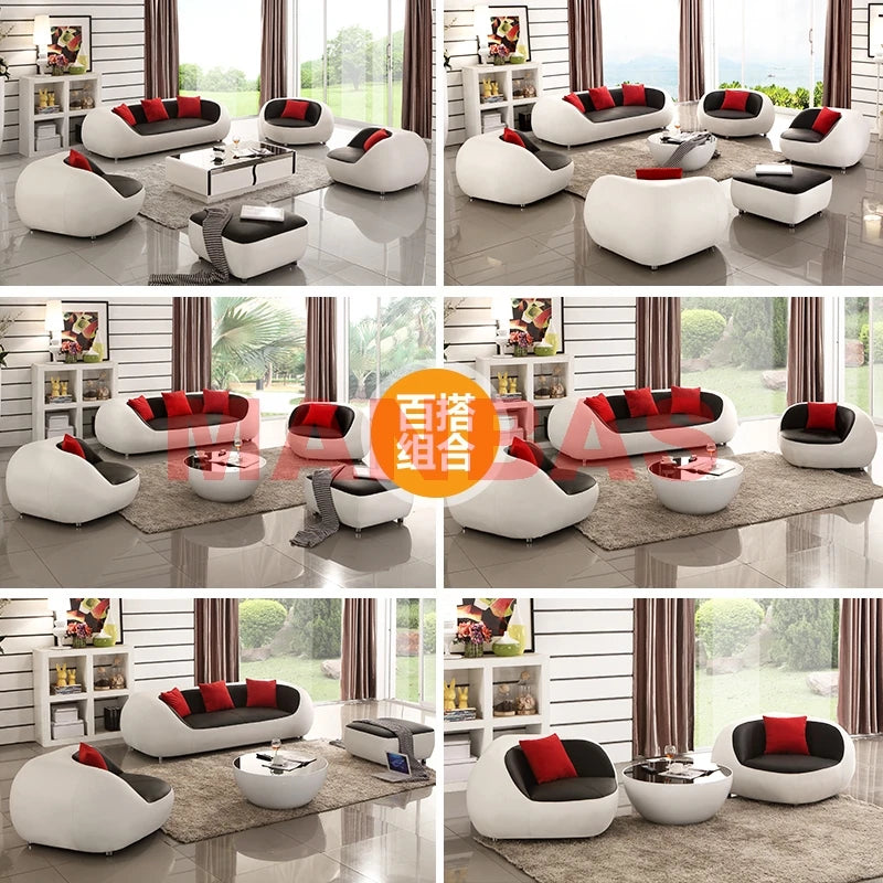 MANBAS Italian Genuine Leather Couch Top Grade Cow Leather Sofas Personality Creativity Living Room Chair Arc Modern Furniture