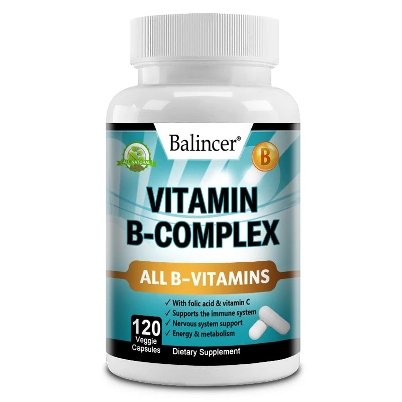 Vitamin B Complex - Supplement to support immune system, nerve health, energy and metabolism, mood support
