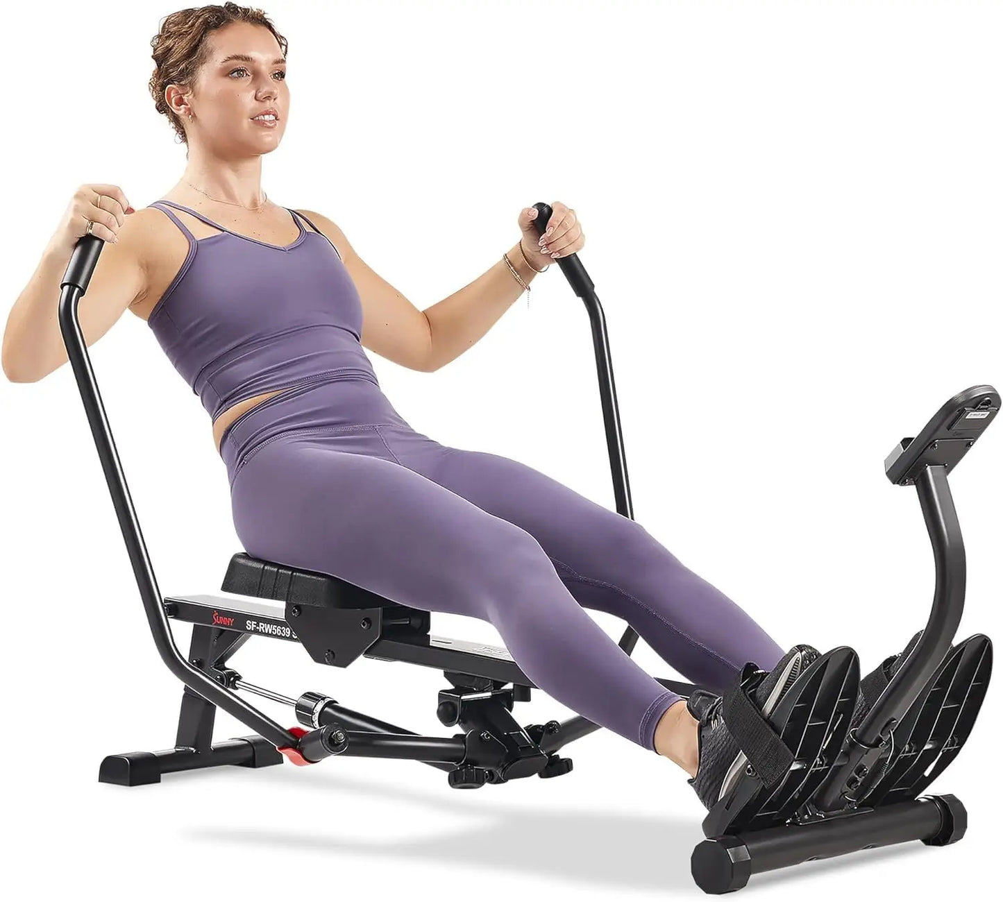 Fitness Smart Compact Full Motion Rowing Machine, Full-Body Workout, Low-Impact, Extra-Long Rail, 350 LB Weight C