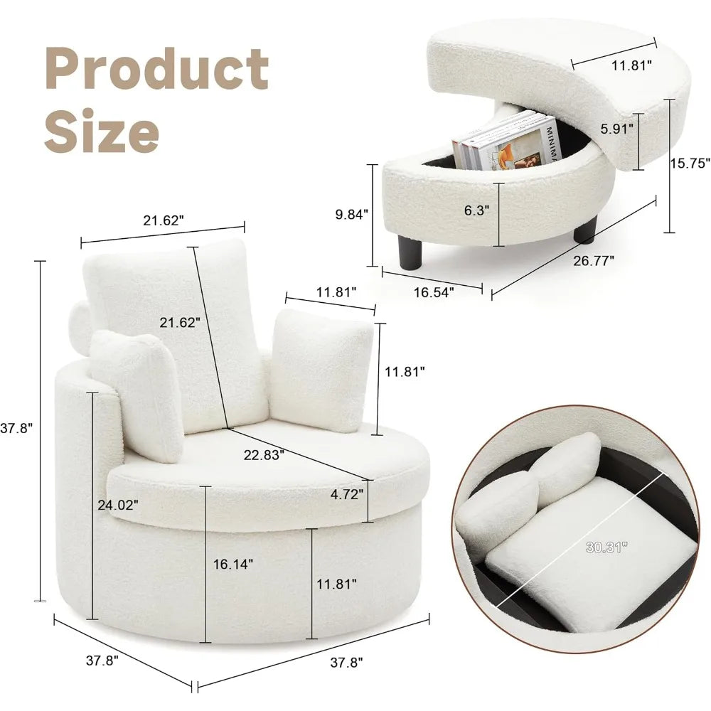 Rotatable Oversized Chair with Storage