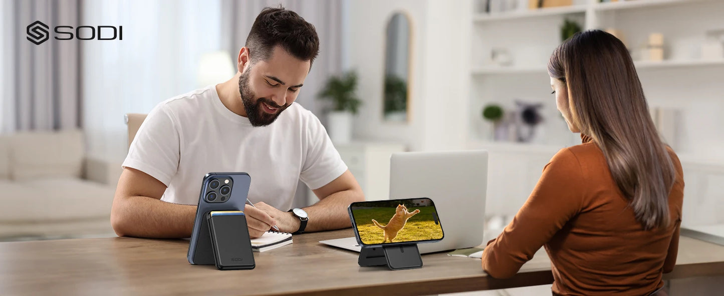 SODI Magnetic Card Holder for Phone Case Leather Wallet Stand for Tripod Foldable MagSafe Wallet for iPhone 16/15/14/13/12