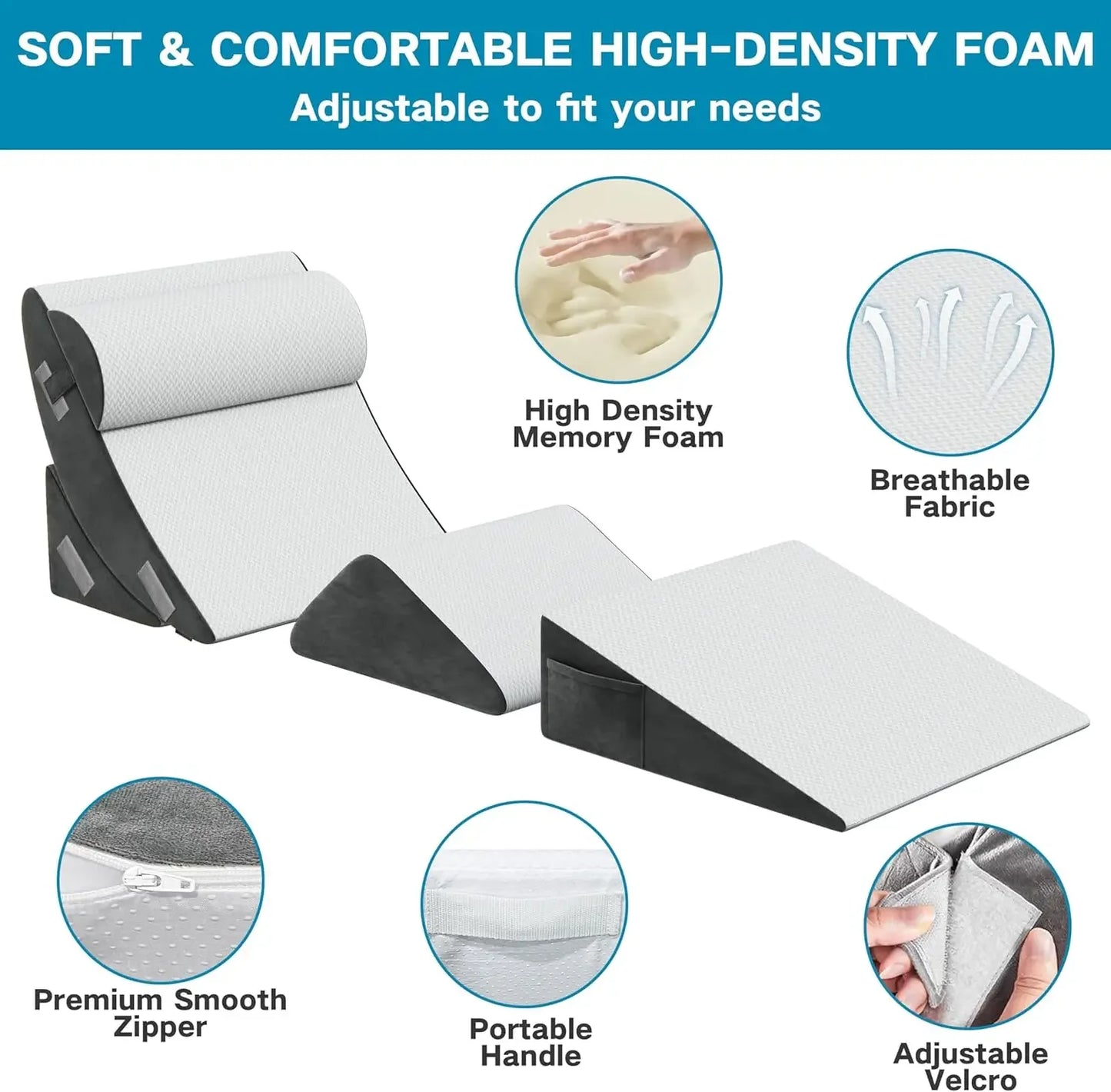 4Pcs Orthopedic Bed Wedge Pillow Set, Wedge Pillow for Sleeping