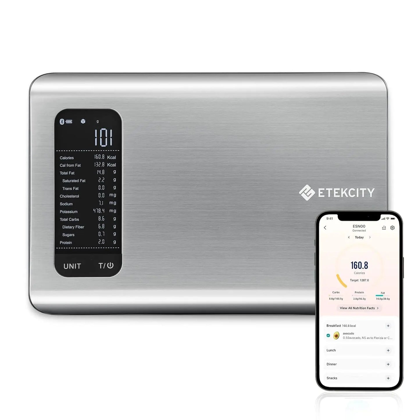 Smart Food Kitchen Scale with Nutritional Calculator, Free App with 19 Nutrients Tracking, Calorie, Marco, Digital Weight Grams