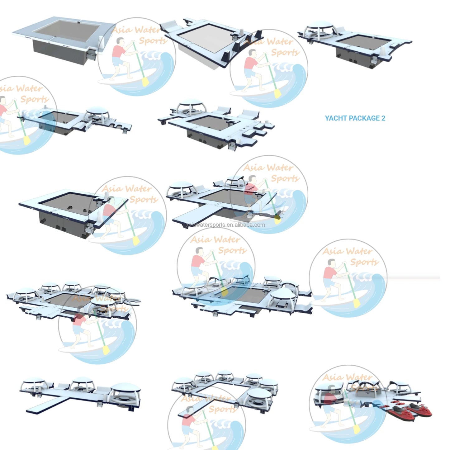 Custom Inflatable Floating Wave Loading Dock, Inflatable Jet Ski Dock Inflatable Water Platform