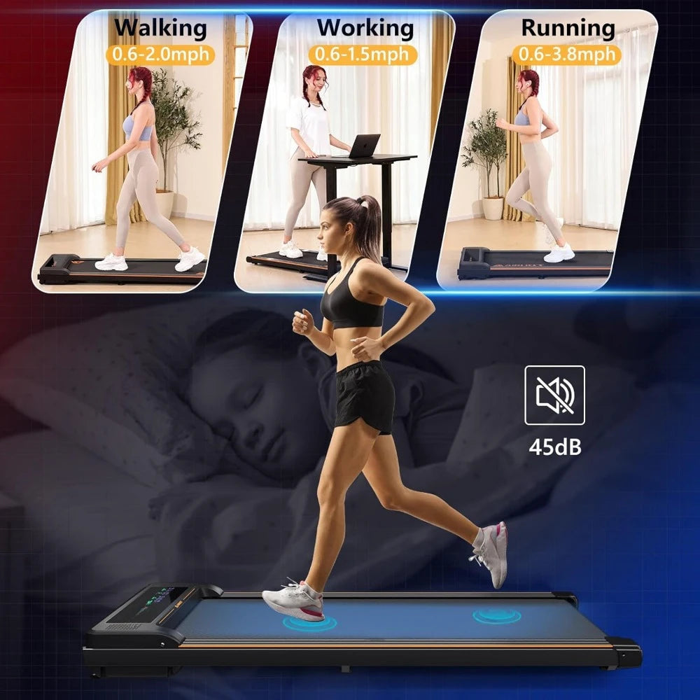 Walking Pad Treadmill, 2.5HP Under Desk Treadmill with Remote Control & LED Display, Quiet Desk Treadmill for Compact Space