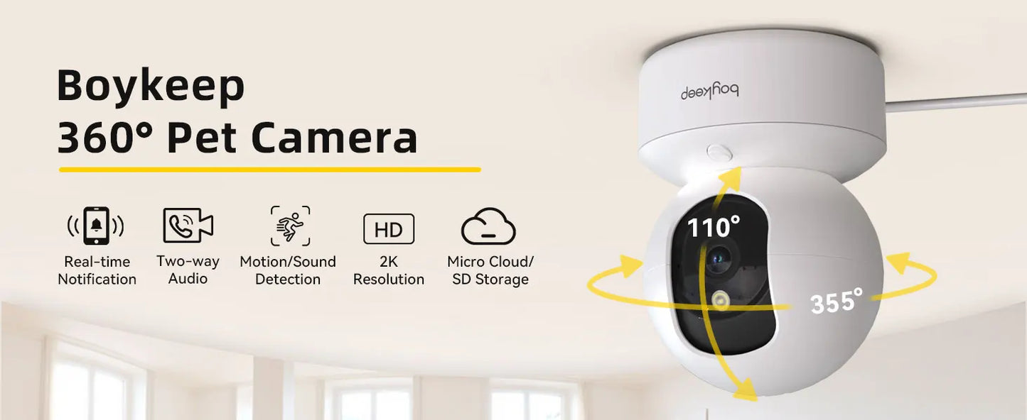 BoyKeep 3MP WiFi IP Camera Smart Baby Monitor Home Security 5G WiFi Indoor IP Automatic Tracking 24/7 Video Surveillance