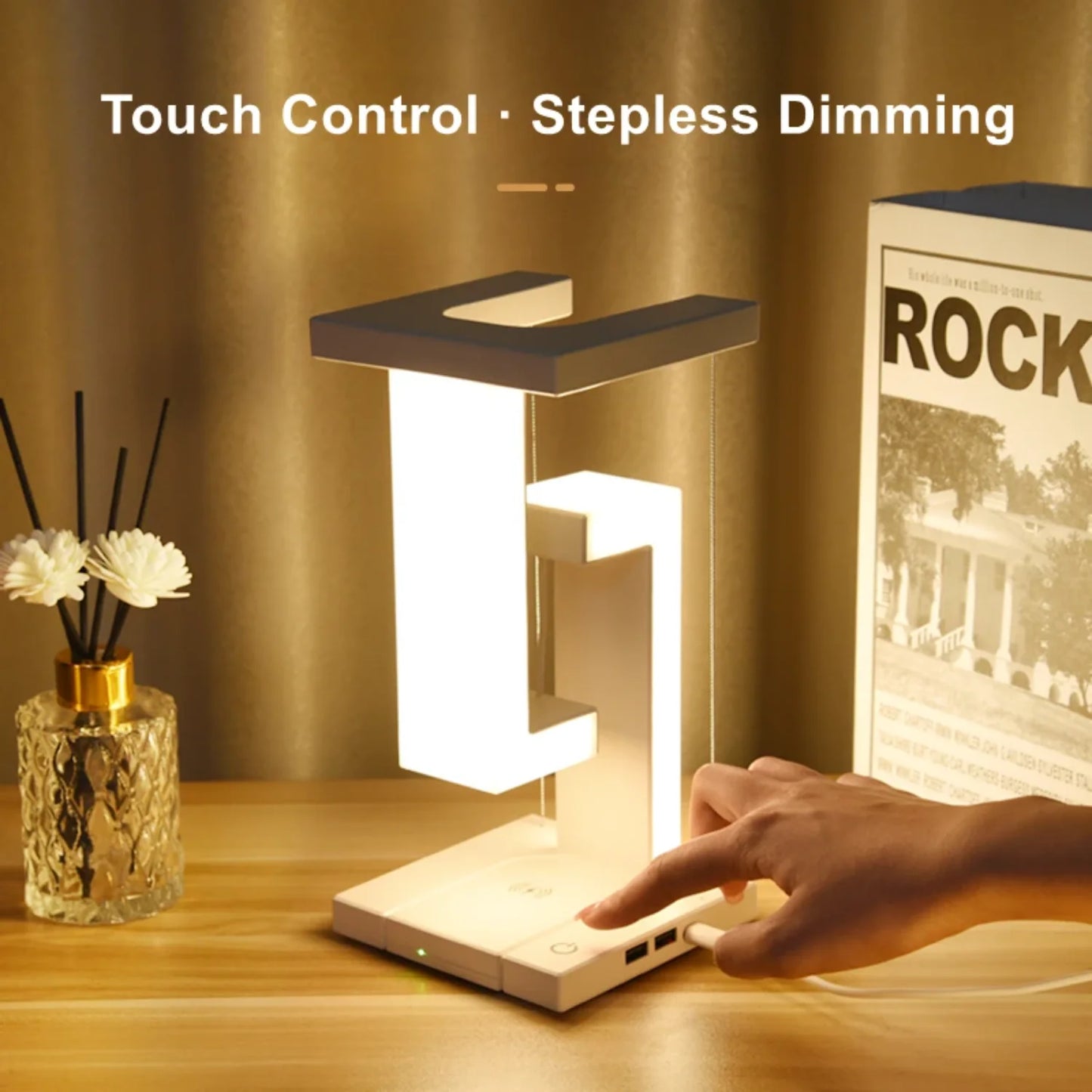 Novelty floating lamp with 10 W  detachable wireless charger decorative light  bedroom/office