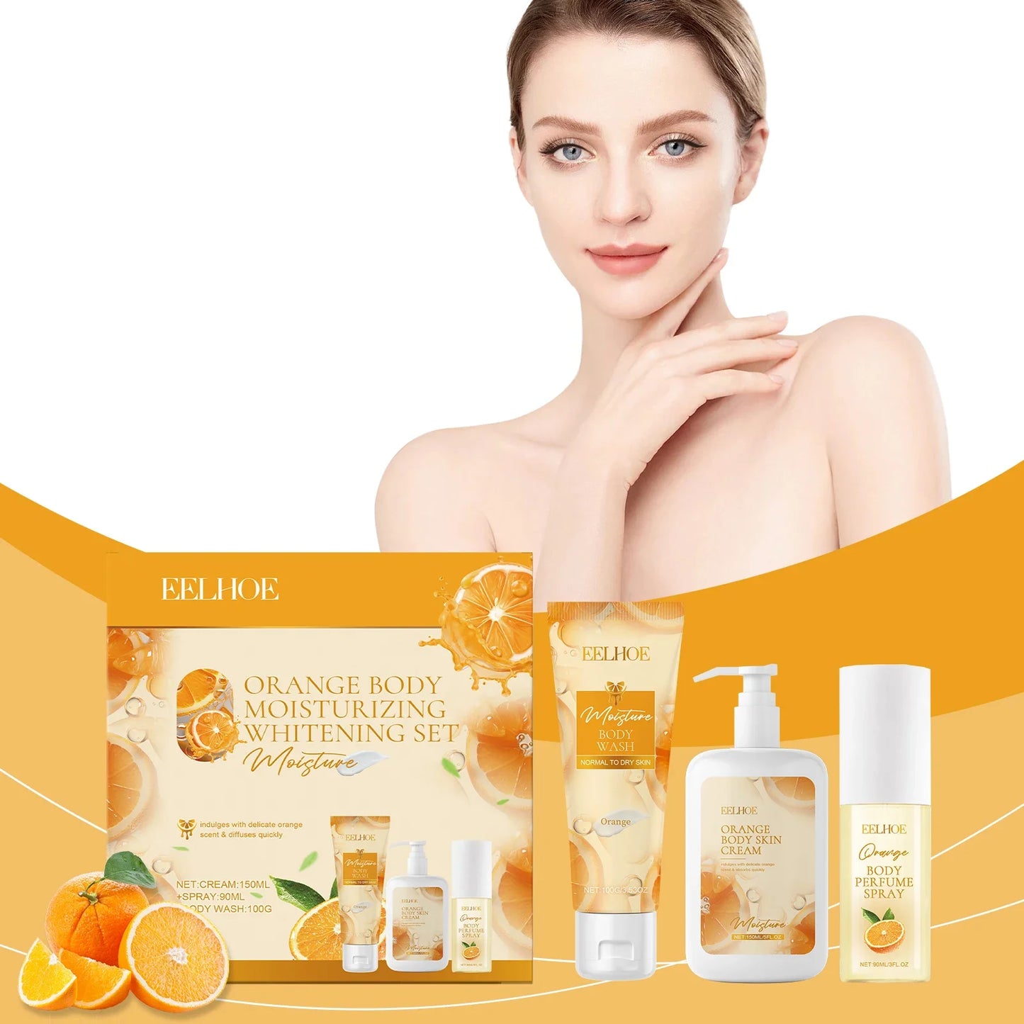Orange Body Fragrance Gift Box Niacinamide Whitening Skincare Set Deep Nourishing Moisturizing And Brightening Body Care Product