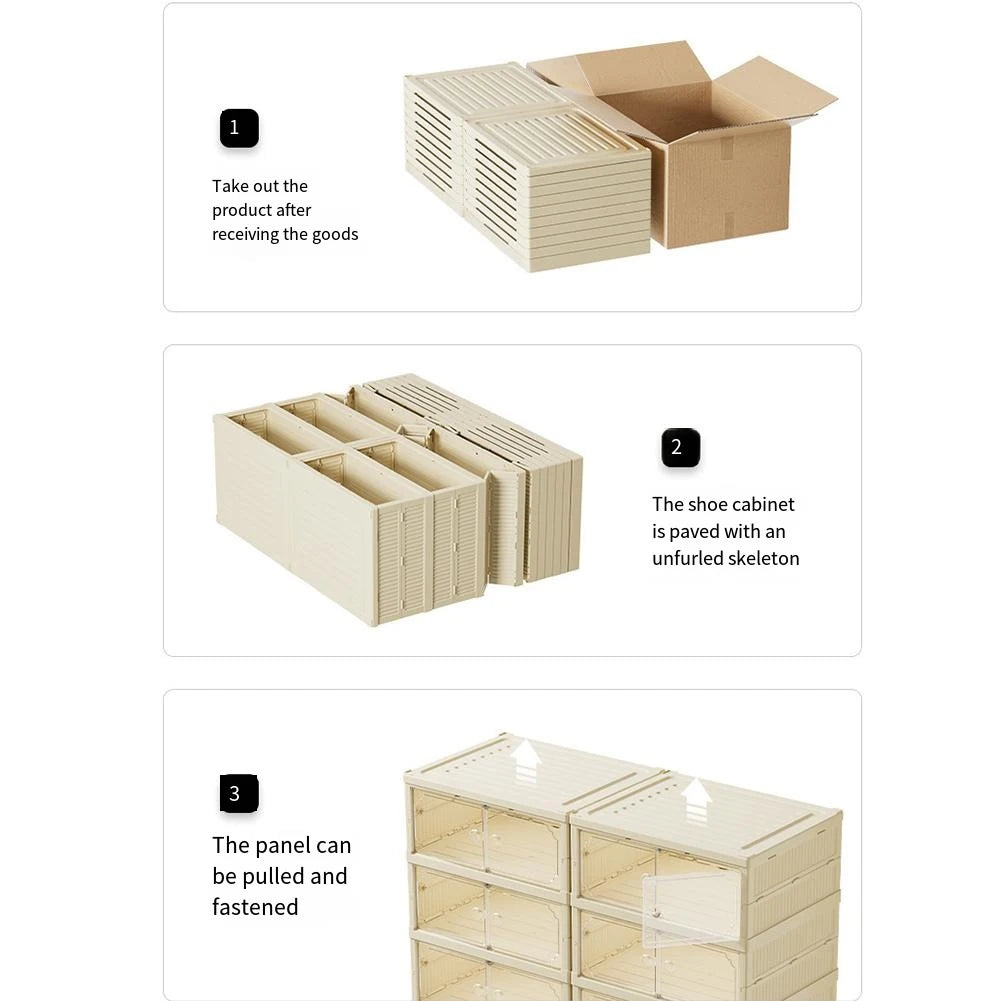 9 Layers Foldable Shoe Cabinet Thickened Plastic Sneaker Shoe Storage Box Dustproof Stackable Cabinet Shoe Organizers Rack Shelf
