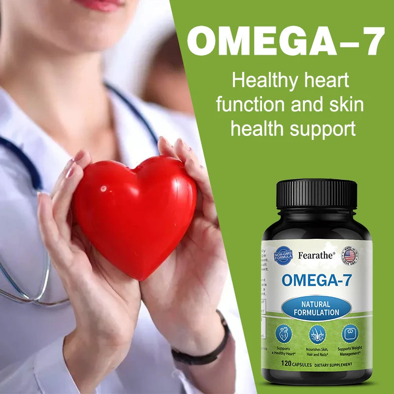 Natural Omega 7 Fatty Acid Capsules - Vitamin Supplement for Heart Health, Skin, Hair, Nail Strength, Healthy Weight Management