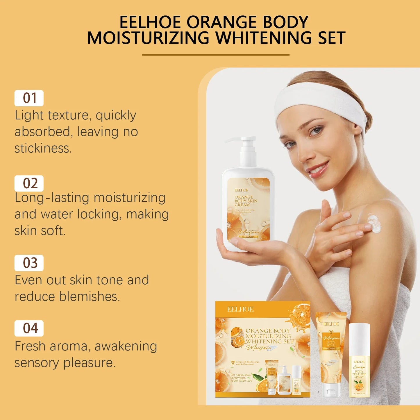 Orange Body Fragrance Gift Box Niacinamide Whitening Skincare Set Deep Nourishing Moisturizing And Brightening Body Care Product