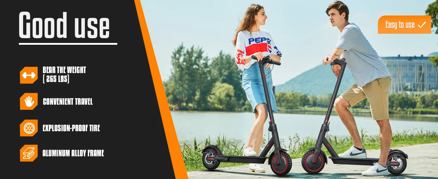 350W Foldable Electric Scooter Explosion-proof Tires & Dual Brake System
