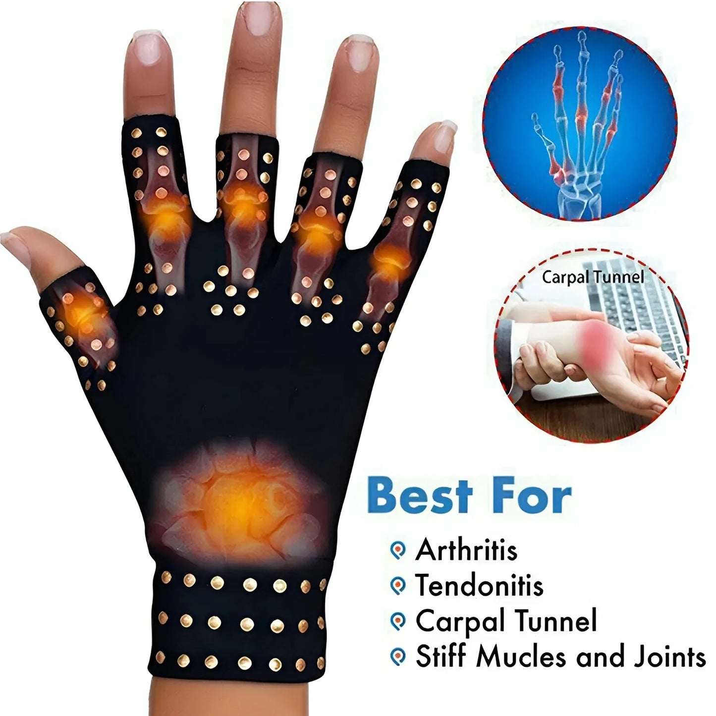 Fingerless Compression Gloves – Magnetic Arthritis Therapy for Hand Pain Relief