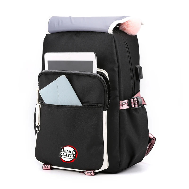 3Pcs Kamado Nezuko Demon Slayer Backpacks Set for Girls Anime School Bag Teenager Student Canvas Laptop Back Pack Women Rucksack
