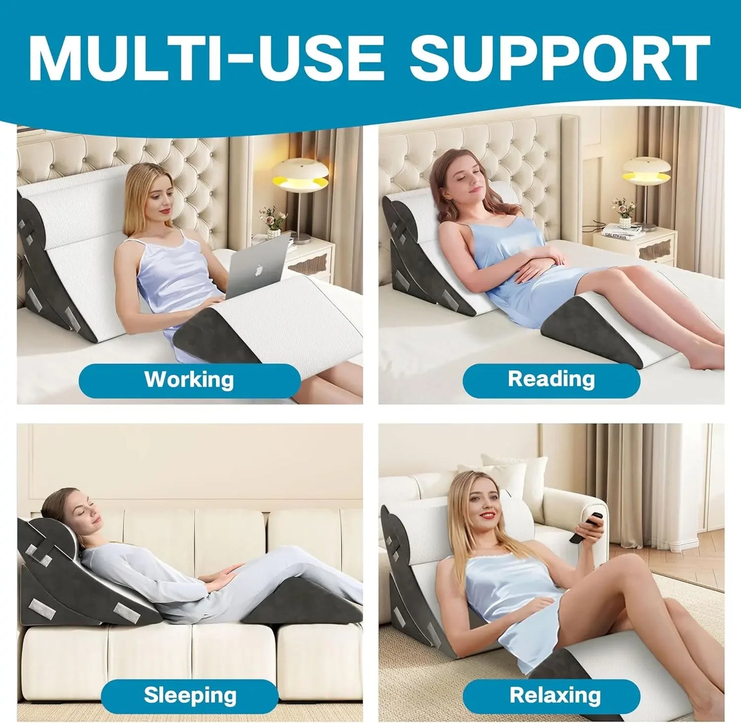 4Pcs Orthopedic Bed Wedge Pillow Set, Wedge Pillow for Sleeping