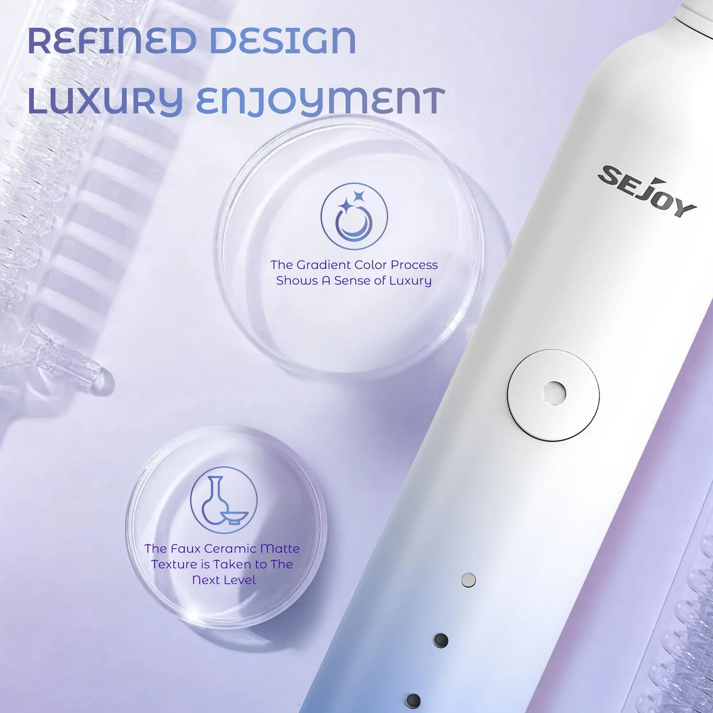 SEJOY Sonic Electric Toothbrush Rechargeable Power 8 Brush Heads 5 Modes Timer