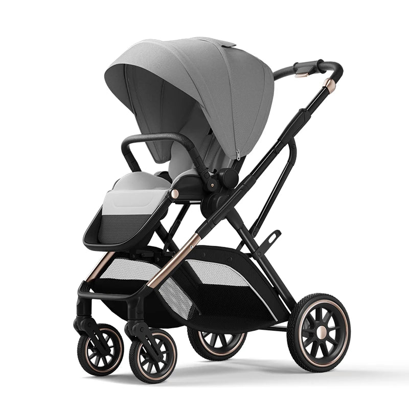 High View Baby Stroller Ergonomics Seat Bassinet for Newborn Portable Baby Pram One Hand to Recline Basket Pushchair