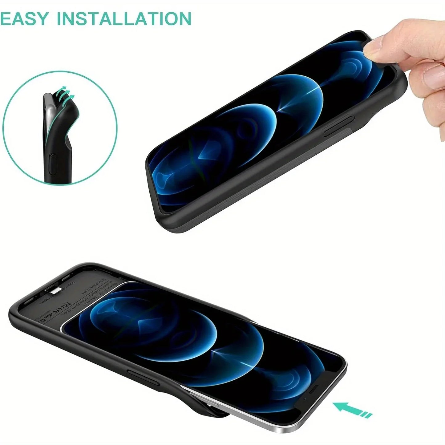 Battery Case for iPhone 12/iPhone 12 Pro 6.1 inch, Upgraded Slim 6800mAh Portable Charging Case Rechargeable Power Bank