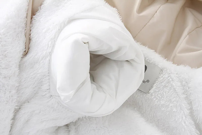 AYNIGIELL 2024 Winter Newborn Thickening Jumpsuit Built-in Wool Hooded Down Romper Baby Boys and Girls Warm Snowproof Overalls
