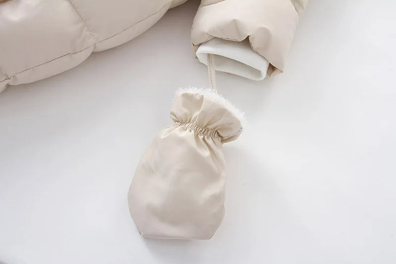 AYNIGIELL 2024 Winter Newborn Thickening Jumpsuit Built-in Wool Hooded Down Romper Baby Boys and Girls Warm Snowproof Overalls