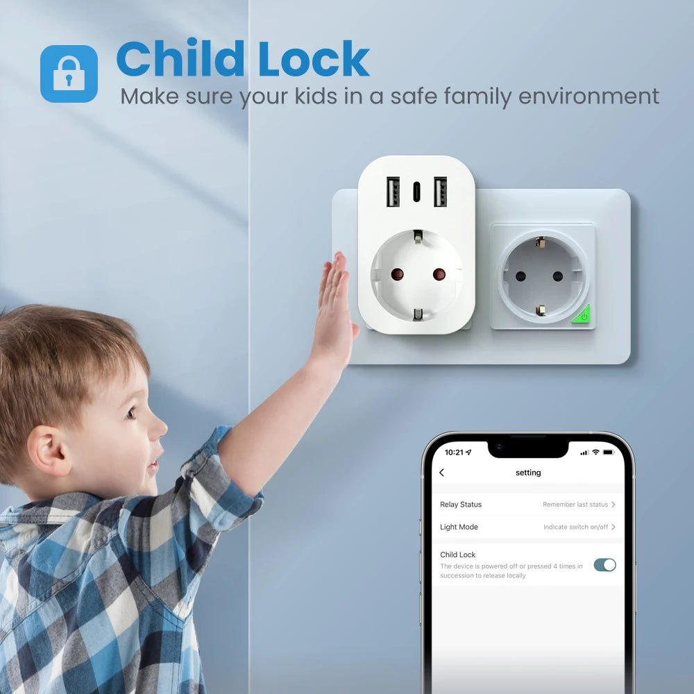 WiFi Smart Plug 16A Home Appliance Works with Alexa Google
