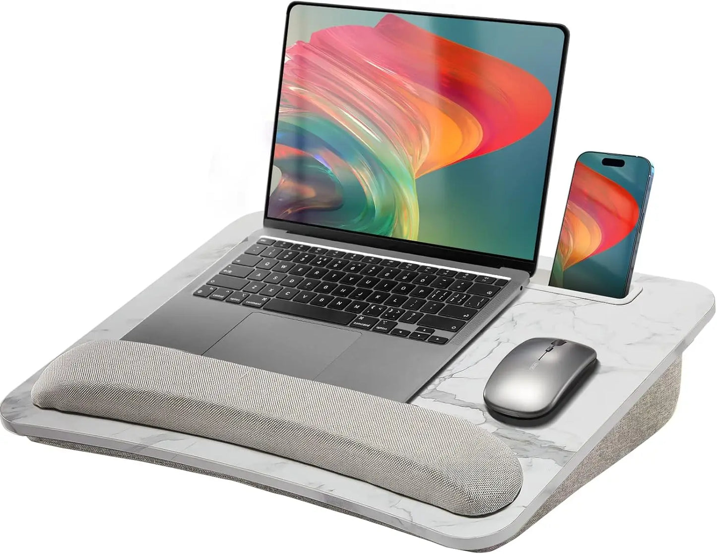 Lap Laptop Desk - Portable Lap Desk with Pillow Cushion, Fits up to 15.6 inch Laptop, with Anti-Slip Strip