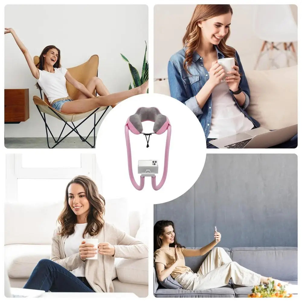 U-shaped Pillow With Mobile Phone Holder Lazy Support Nap Pillow Memory Foam Ventilation Travel Neck Pillow Camping