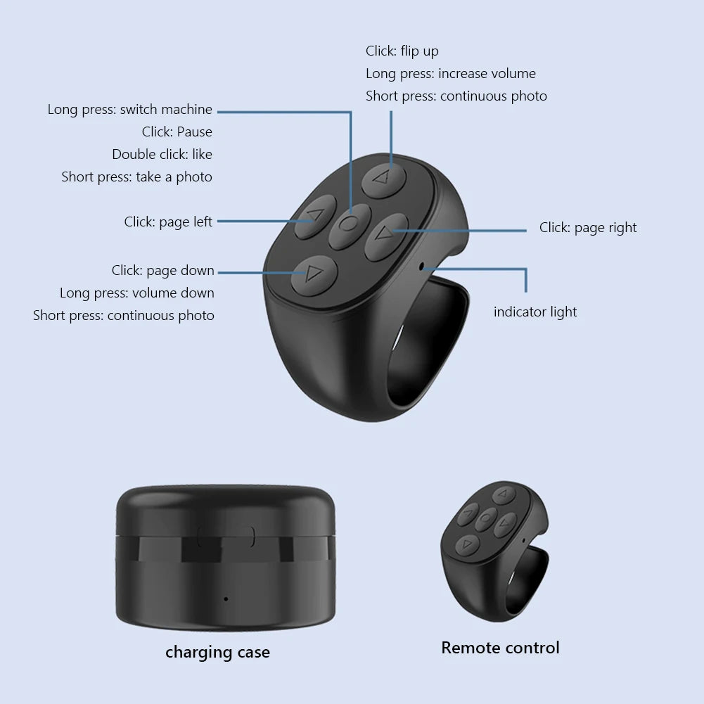 Smart Fingertip Flipping Bluetooth-compatible 5.3 Wireless Video Controller Automatic Page Turner Page Flipping for Mobile Phone