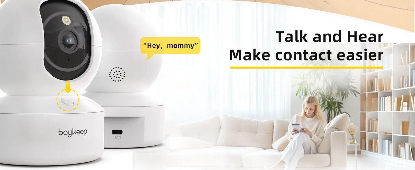BoyKeep 3MP WiFi IP Camera Smart Baby Monitor Home Security 5G WiFi Indoor IP Automatic Tracking 24/7 Video Surveillance