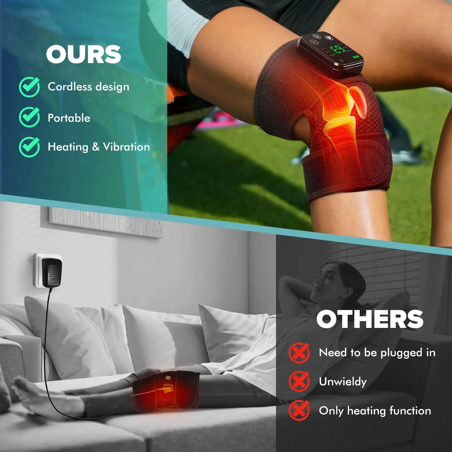 3 in 1 Heated Knee & Shoulder Steamer Vibration Elbow Warmer Shoulder Massager for Arthritis Temperature Control Support Brace