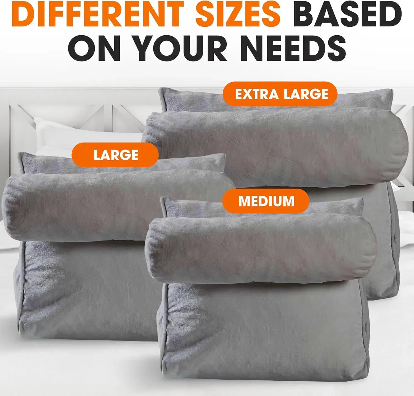 Reading Pillow - Wedge Pillow for TV Watching and Gaming, Memory Foam Pillow for Back & Neck Support, Soft Memory